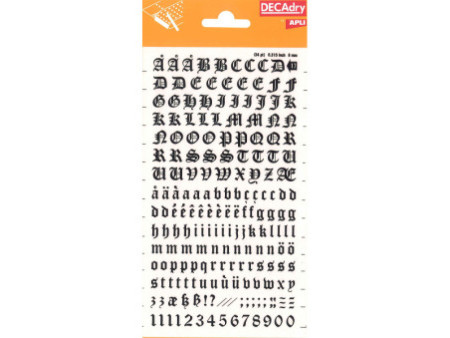 agipa DECAdry Transfert lettres & chiffres, 8 mm, noir