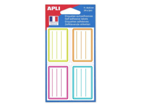 APLI Etiquettes pour livre, 36 x 56 mm, lignées, assorti