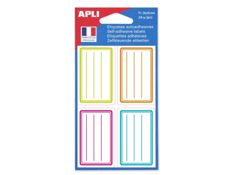 APLI Etiquettes pour livre, 36 x 56 mm, lignées, assorti