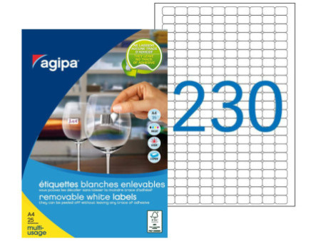 agipa Etiquette universelle, 18 x 12 mm, enlevable, blanc