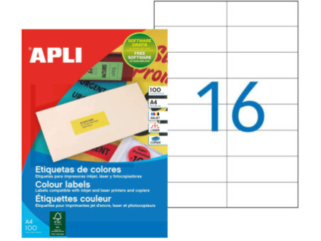 APLI Etiquette d'adresse, 105 x 37 mm, coins droits, rouge