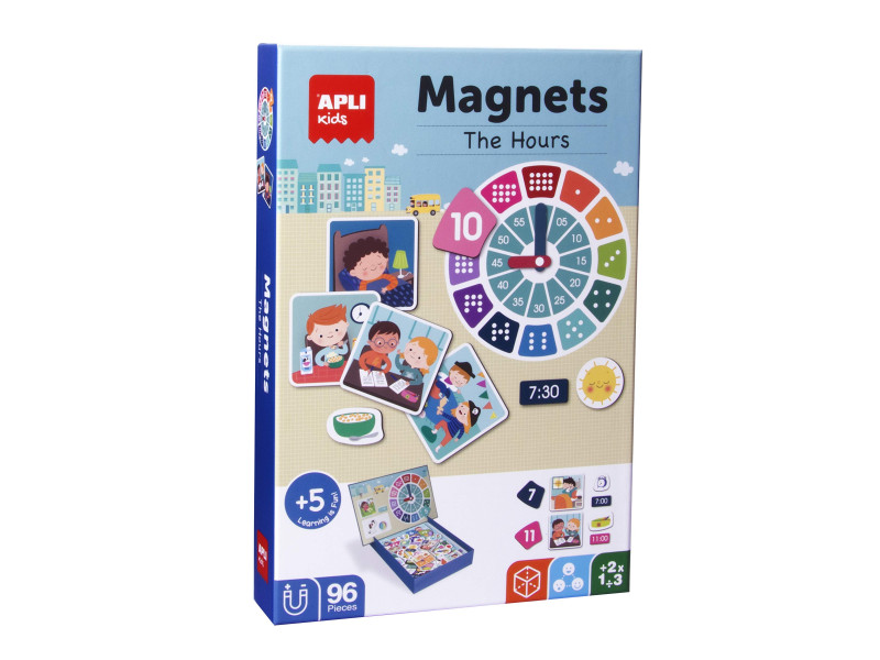 APLI kids Jeu de magnets 'The Hours', avec support aimanté