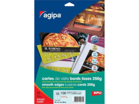 agipa Cartes de visite Topline, 89 x 51 mm, 250 g/m2, blanc