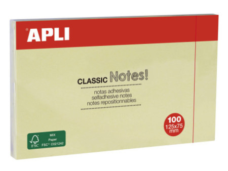 APLI Notes adhésives 'CLASSIC Notes!', 125 x 75 mm, jaune