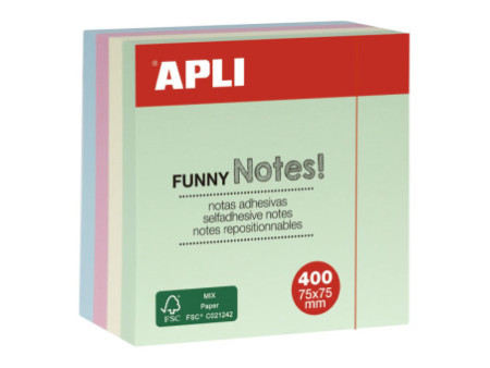 APLI Cube de notes adhésives 'FUNNY Notes!', 75 x 75 mm