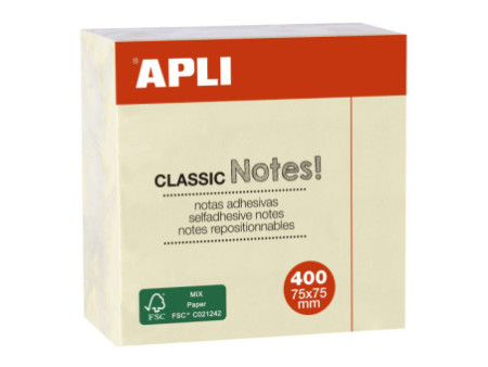 APLI Cube de notes adhésives 'CLASSIC Notes!', 75 x 75 mm