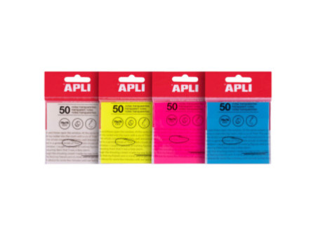 APLI Notes adhésives, 75 x 75 mm, jaune transparent