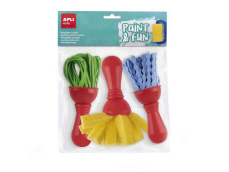 APLI Kids Set de pinceaux Maxi PAINT & FUN, set de 3