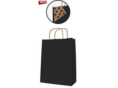 APLI Sac en papier, kraft, petit, noir