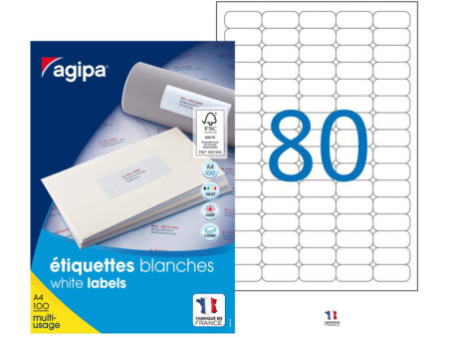 agipa Etiquette universelle, 35,6 x 16,9 mm, blanc