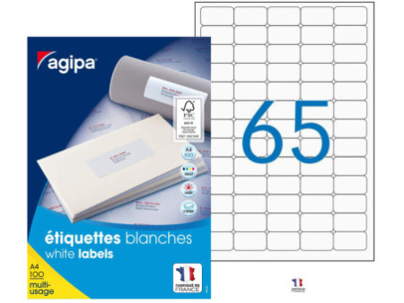 agipa Etiquette universelle, 38,1 x 21,2 mm, blanc