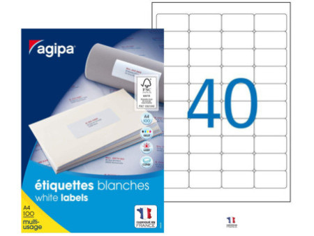 agipa Etiquette universelle, 45,7 x 25,4 mm, blanc