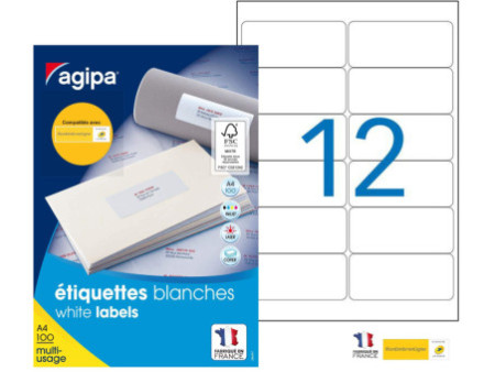 agipa Etiquette universelle, 99,1 x 42,3 mm, blanc