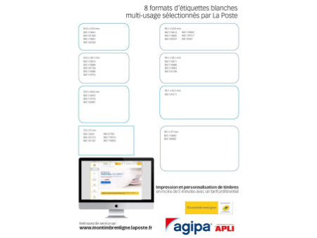 agipa Etiquette universelle, 99,1 x 42,3 mm, blanc