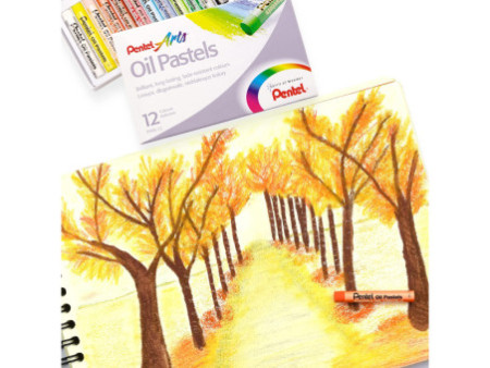 PentelArts Pastels à huile PHN4, étui en plastique de 12