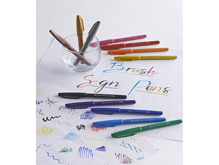 PentelArts Stylo feutre Brush Sign Pen, étui de 4, Basic
