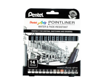 Pentel Feutre technique permanent Pointliner, set de 14
