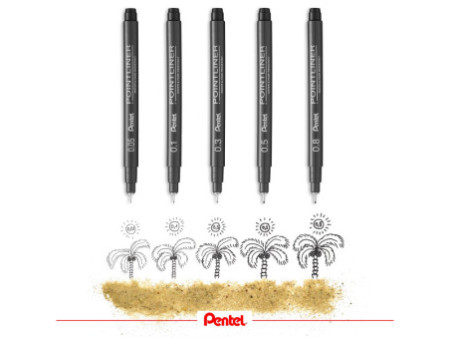 Pentel Feutre technique permanent Pointliner, set de 14