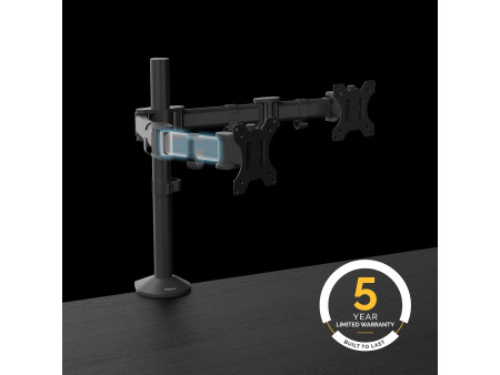 Fellowes Bras support pour écran double Reflex, noir