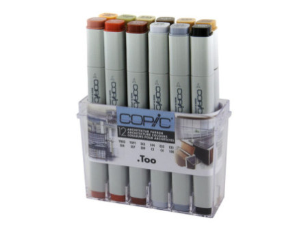 COPIC Marqueur classic, set de 12 couleurs architectes