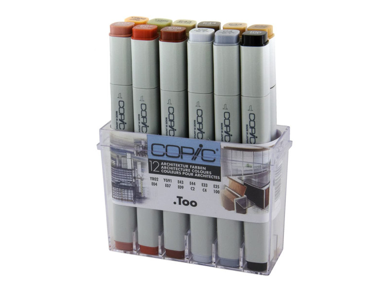 COPIC Marqueur classic, set de 12 couleurs architectes