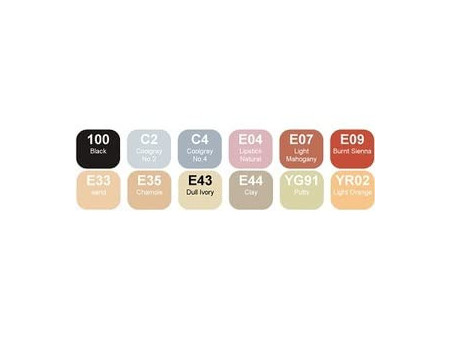 COPIC Marqueur classic, set de 12 couleurs architectes
