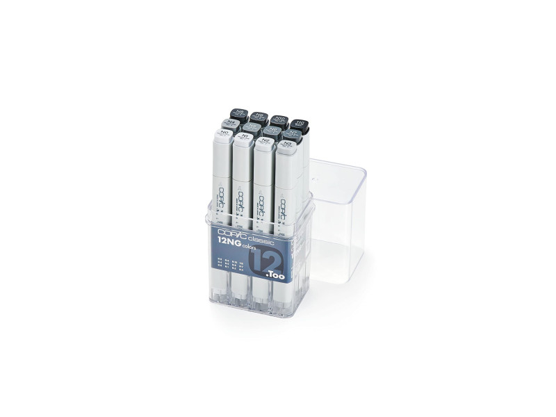 COPIC Marqueur classic, set de 12 'NG', tons de gris neutres