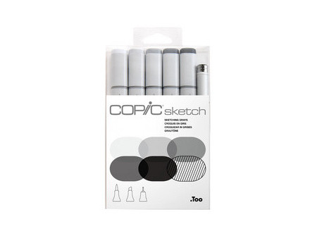 COPIC Marqueur sketch, kit de 6 'Sketching Grays'