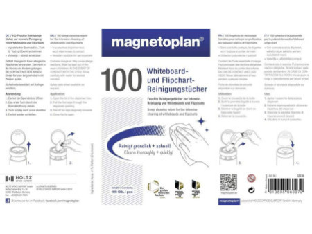 magnetoplan Lingettes nettoyantes pour tableau blanc, x100