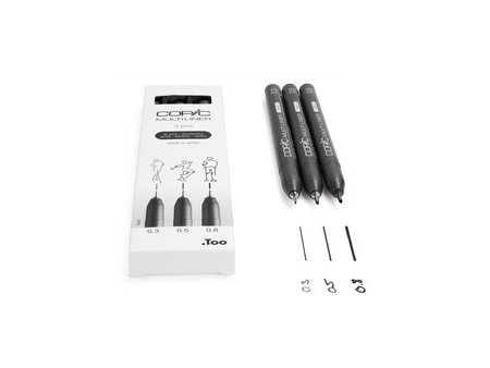COPIC Feutre fin MULTILINER, set de 3, noir