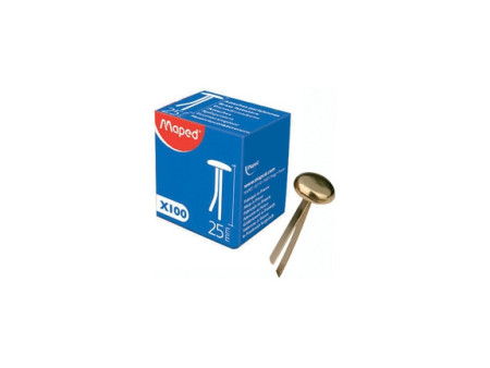 Maped Attaches parisiennes à tête ronde, en laiton, 25 mm,