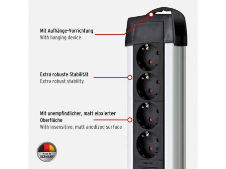 brennenstuhl Steckdosenleiste &acute,Premium-Alu-Line&acute,, 4-fach