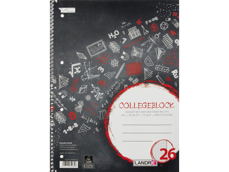LANDRÉ Cahier à spirale 'college', A4, quadrillé, 160 pages