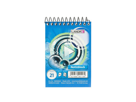 LANDRÉ bloc-notes à spirale, format A7, 40 feuilles,