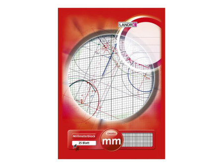 LANDRÉ bloc à papier millimétré DIN A4, 25 feuilles, 80 g/m2
