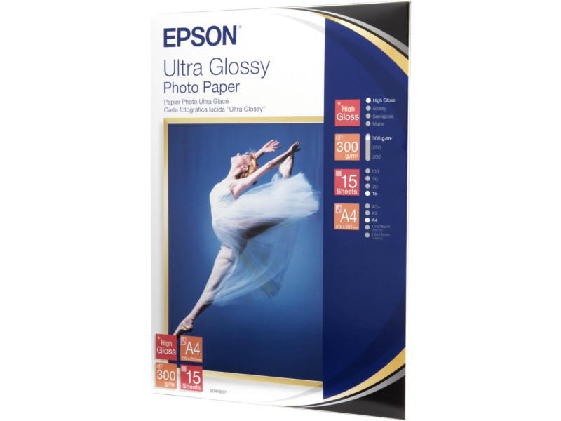 EPSON PAPIER JET D'ENCRE PHOTO GLOSSY ULTRA A4 300GR 15 FEUILLES
