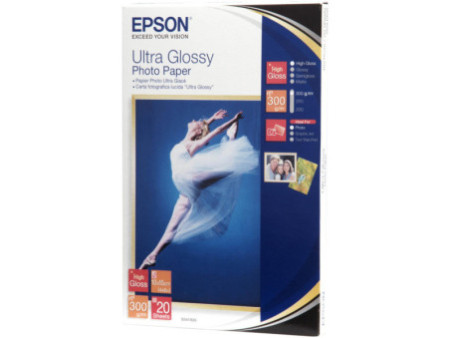 EPSON PAPIER JET D'ENCRE PHOTO GLOSSY ULTRA 10X15 300GR 20 FEUILLES