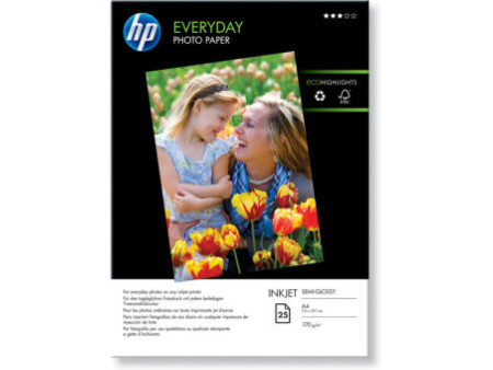 hewlett packard papier jet d'encre 200gr 25 feuilles pack 1 a4 photo semi-glossy