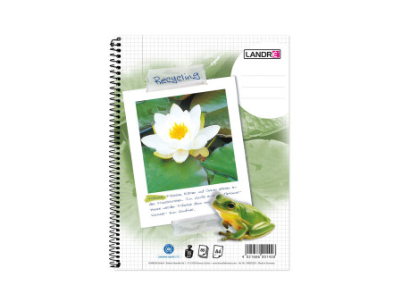LANDRÉ Cahier à spirale 'Recycling' A4, quadrillé,160 pages