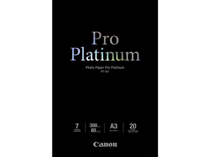 CANON PAPIER JET D'ENCRE PT-101 PHOTO PLATINUM PRO A3 20 FEUILLES PT-/101
