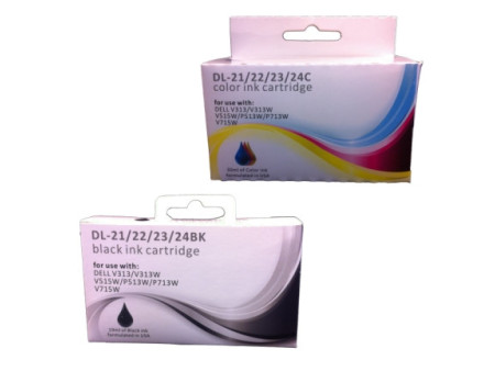 Lot de 2 Cartouches compatibles DELL Série 21 - 22 - 23 - 24 | Noir + Couleur XXL
