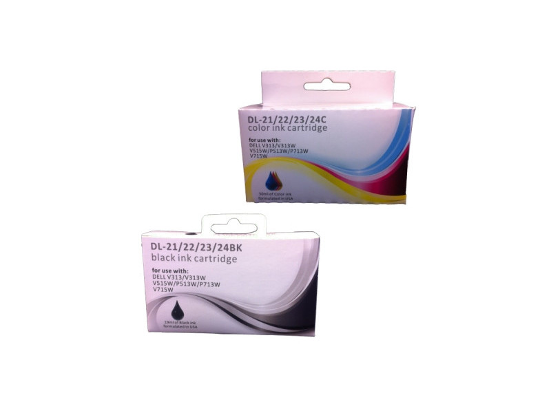Lot de 2 Cartouches compatibles DELL Série 21 - 22 - 23 - 24 | Noir + Couleur XXL