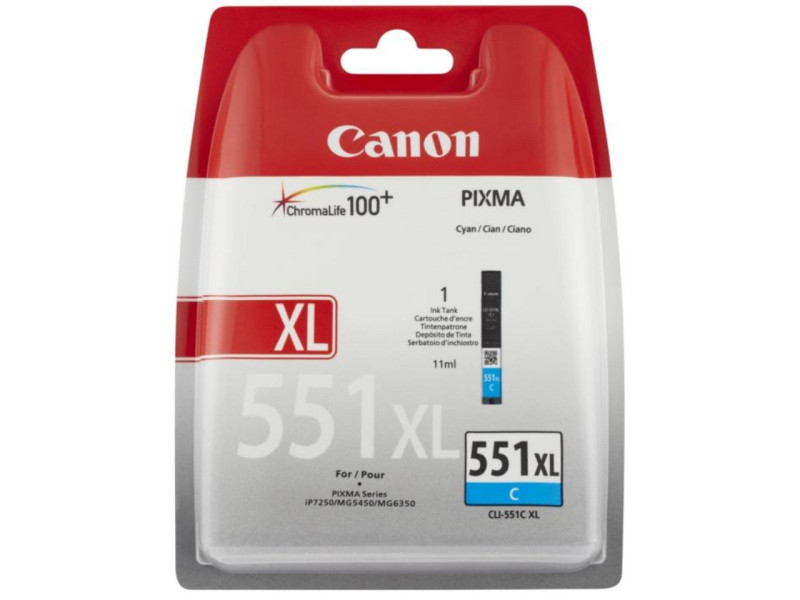 canon cartouche jet d'encre cyan cli-551xl 11ml --- mg/5450/6350 ip/7250