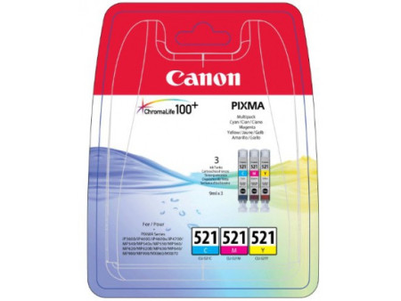 Multipack Canon CLI-521 - Cyan + Magenta + Jaune (3 cartouches)