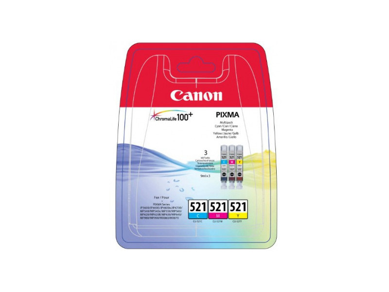 Multipack Canon CLI-521 - Cyan + Magenta + Jaune (3 cartouches)