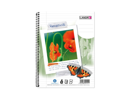 LANDRÉ Cahier à spirale 'Recycling' A4, ligné, 160 pages