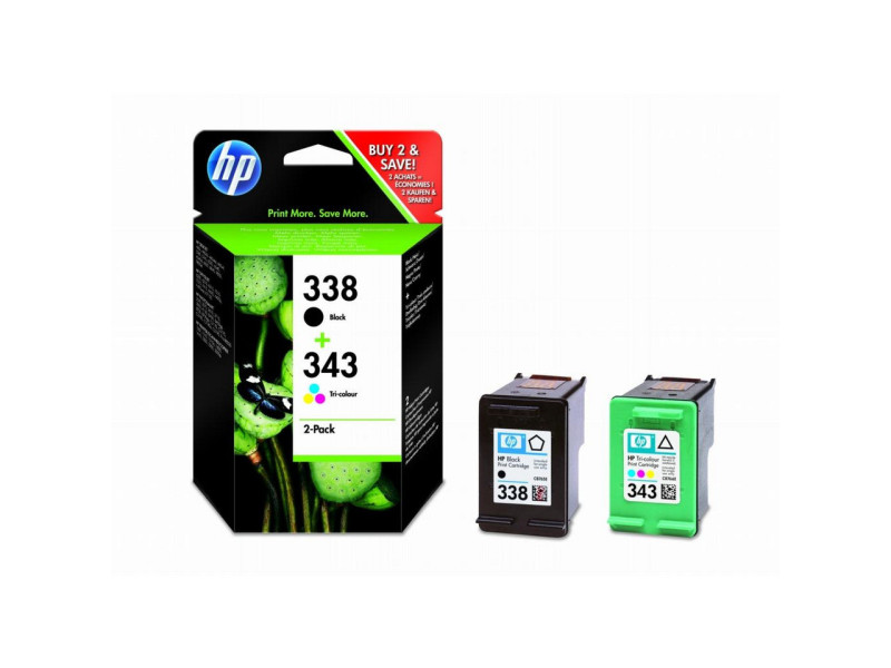 Cartouche Jet d'encre HP N°338 et N°343 (1 Noir + 1 Couleur) (*2)