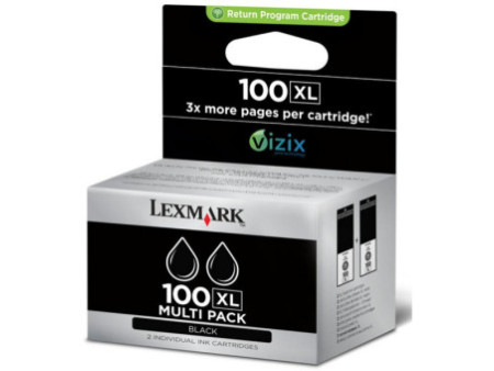 Cartouche Jet d'encre LEXMARK N°100XL Noir (*2)