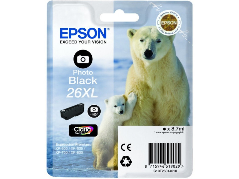 Cartouche Epson T26 T2631 - Noir photo (400 pages)