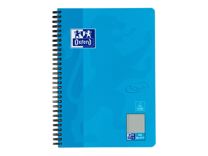 Oxford Cahier Touch, B5, quadrillé, 160 pages, bleu mer